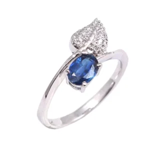 Natural Blue Sapphire Silver Engagement Ring | Blue Stone Ring/Band For Women