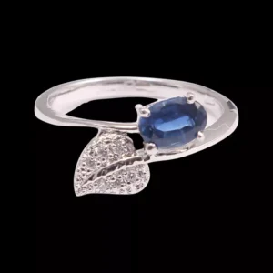 Natural Blue Sapphire Silver Engagement Ring | Blue Stone Ring/Band For Women