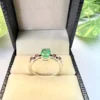 Natural Emerald With Ruby Engagement Ring | 925 Sterling Silver Solitaire Ring For Women