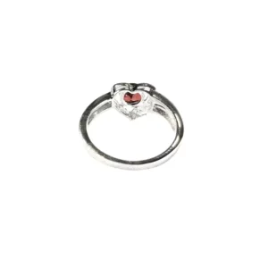 Stunning Heart-Shaped Garnet & Silver Ring with Diamond Accents | Sterling Silver Garnet Engagement Stones Ring