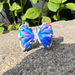 Beautiful Opal Silver Butterfly Engagement Ring | Wedding Gift for Wife, Girlfriend