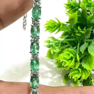 Sterling Silver With Tennis Emerald Bracelet | Bracelets For Men & Women With Emerald Beads