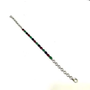 Natural Multi Gems Bracelet With Sterling Silver | Bracelets For Men & Women With Natural Ruby Beads