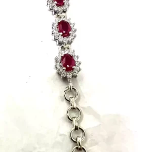 Tennis Ruby Bracelet With Sterling Silver | Bracelets For Men & Women With Natural Ruby Beads