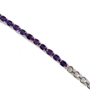 Sterling Silver Amethyst Tennis Bracelet | Natural Amethyst Bracelet For Men & Women