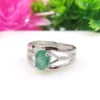 Natural Emerald Silver Engagement Ring | 925 Sterling Silver Solitaire Ring For Women